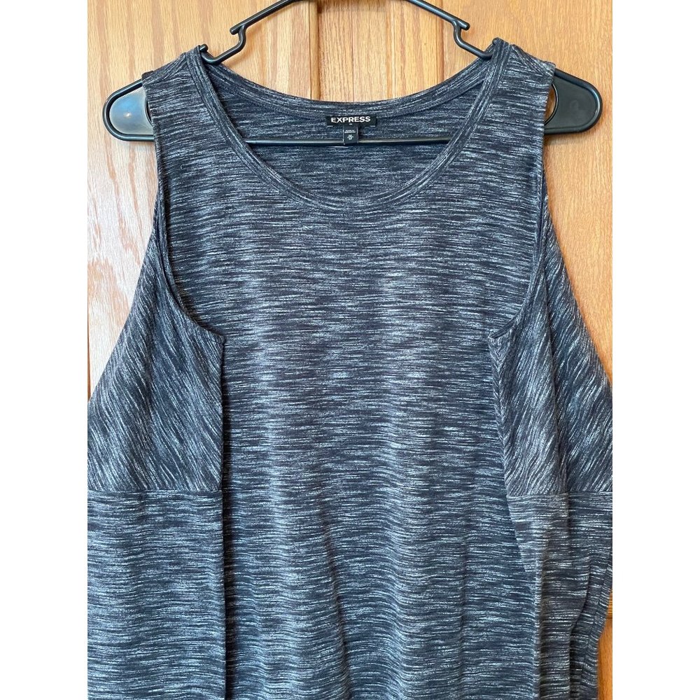 Express Cold Shoulder Dress Slouchy Long Sleeve Space Dyed Gray Womens M Tunic - Picture 11 of 13